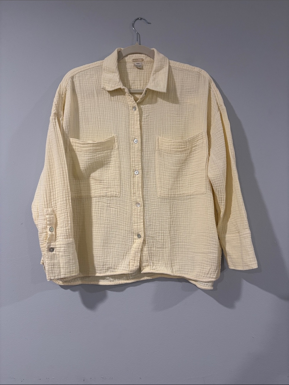 MAGASCHONI LIGHT CREAM  YELLOW Button-Up LONG SLEEVE ORGANIC COTTON SIZE / M